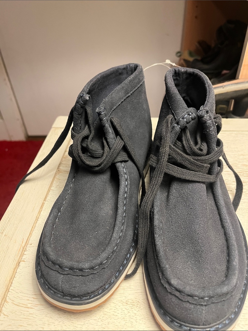 Navy blue suede boys boots